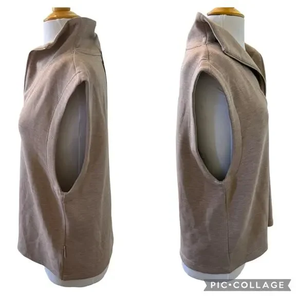 Varley Magnolia Half Zip Tank Top Mock Beige Relaxed Doublesoft Size Large NEW